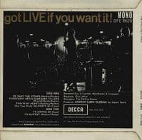 THE ROLLING STONES Got Live If You Want It EP Vinyl Record 7 Inch Decca 1965